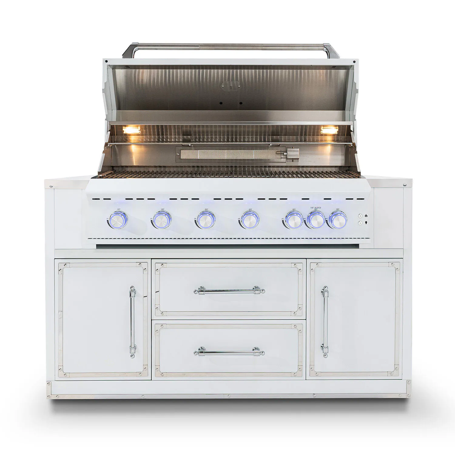 Gasolgrill Vit Rostfritt Stål 162cm - Monte Carlo