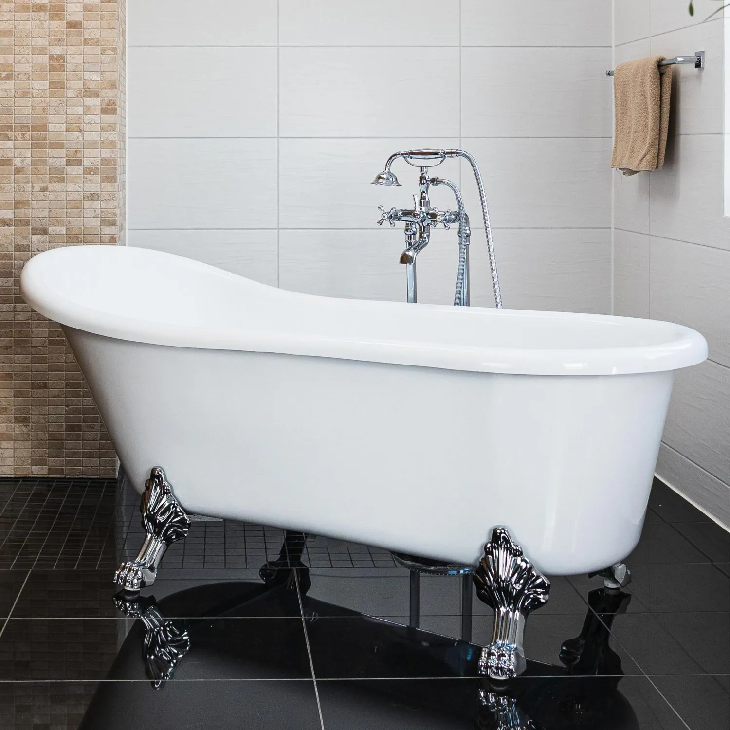 Badkar 170cm Vit Tassar Krom - The Classic