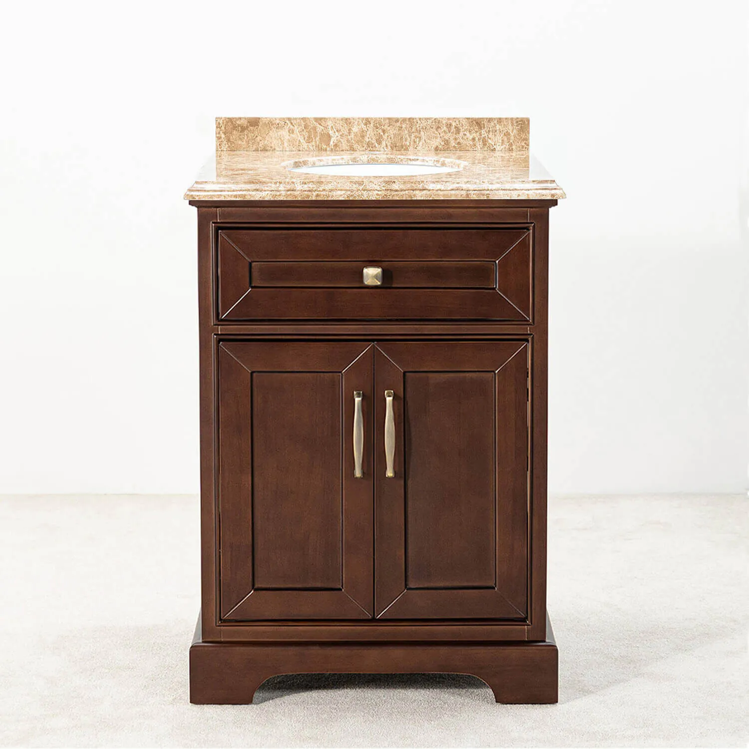 Kommod Badrum 60cm Brun Wyoming - Beige Marmor