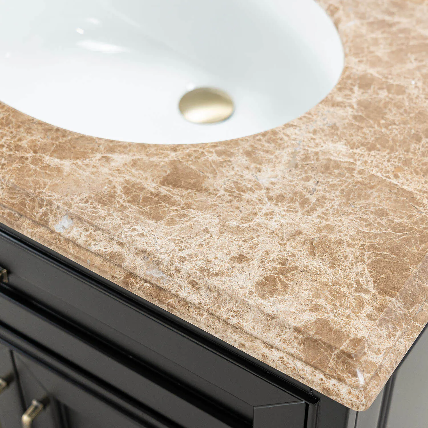 Kommod Badrum 60cm Svart Wyoming - Beige Marmor