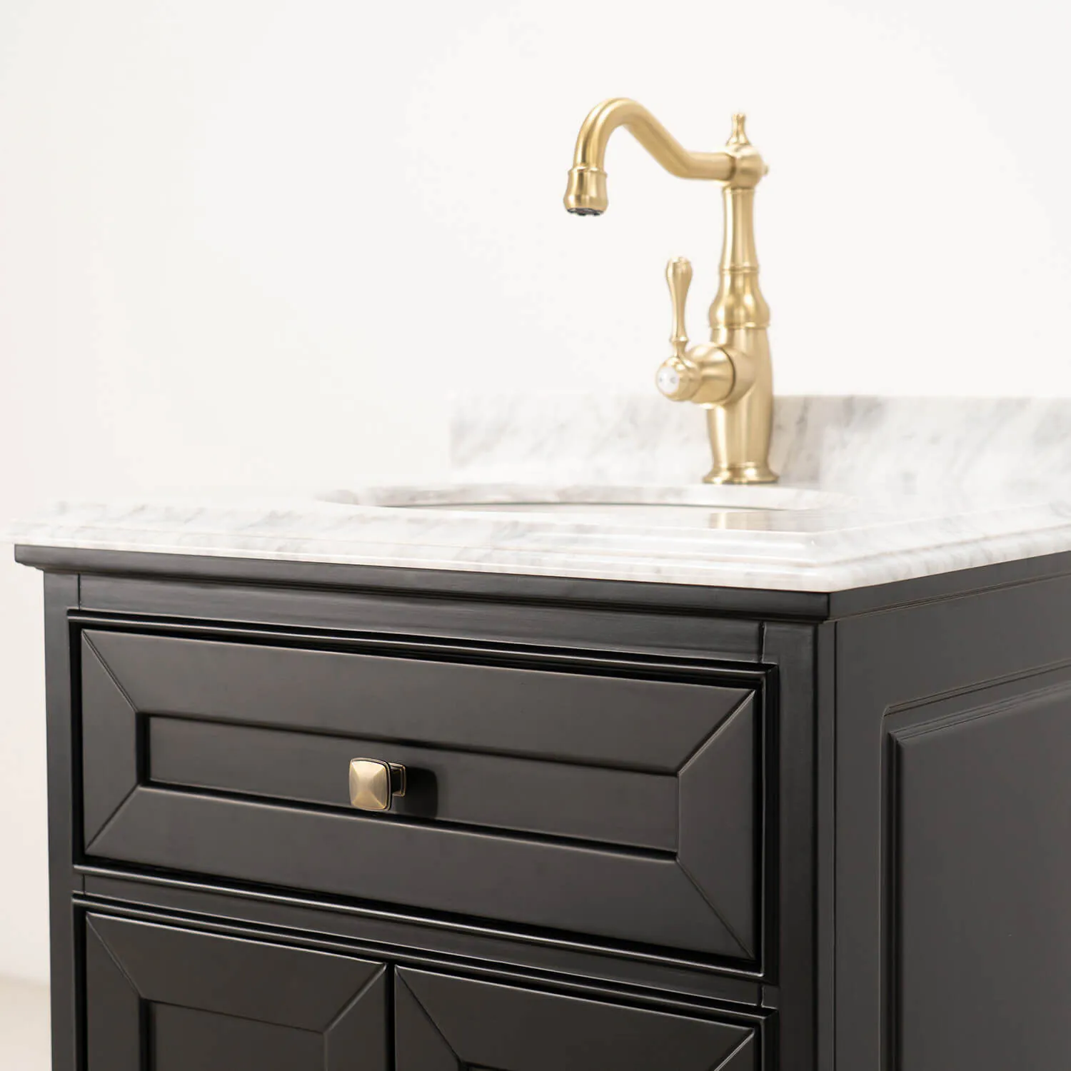 Kommod Badrum 60cm Svart Wyoming - Vit Marmor