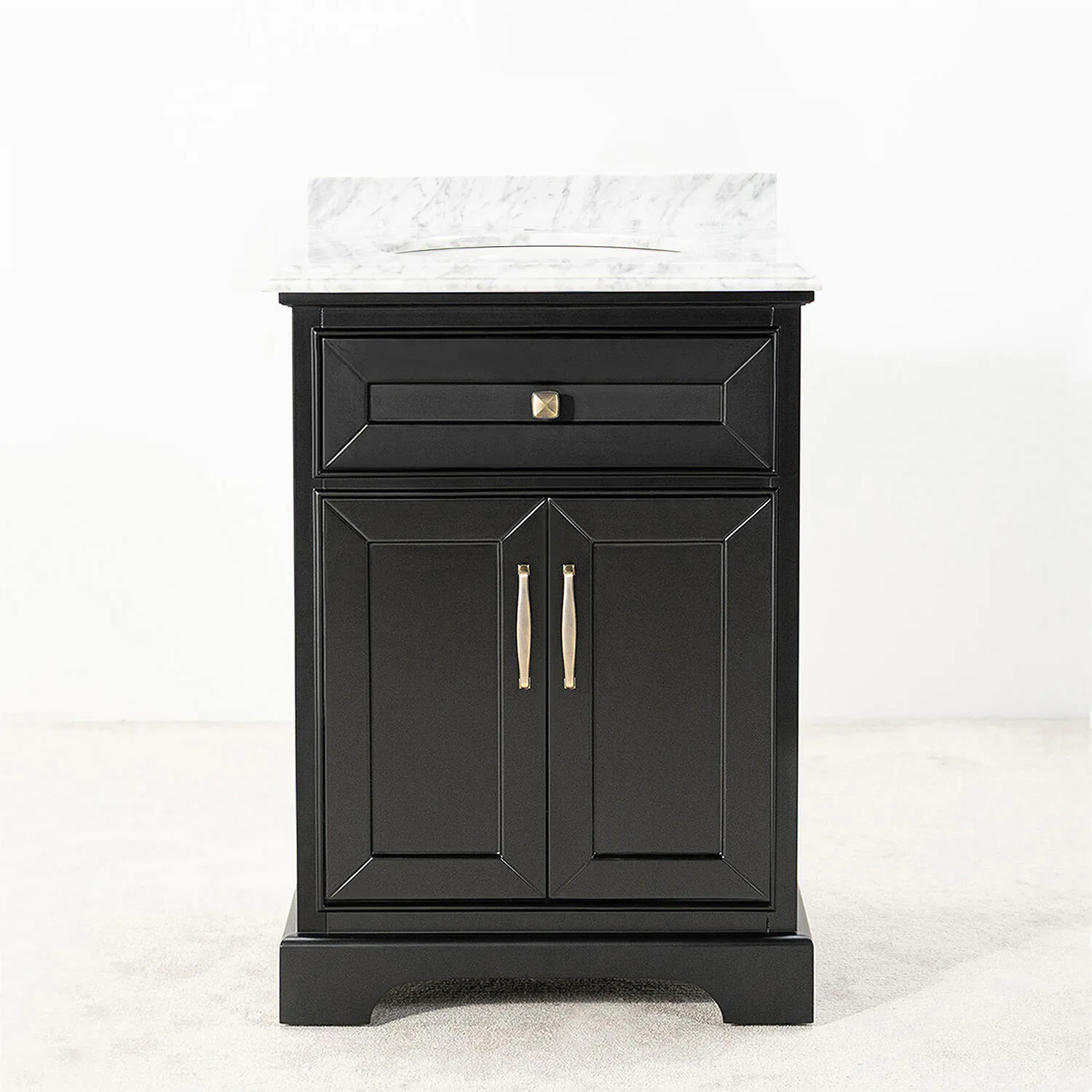 Kommod Badrum 60cm Svart Wyoming - Vit Marmor