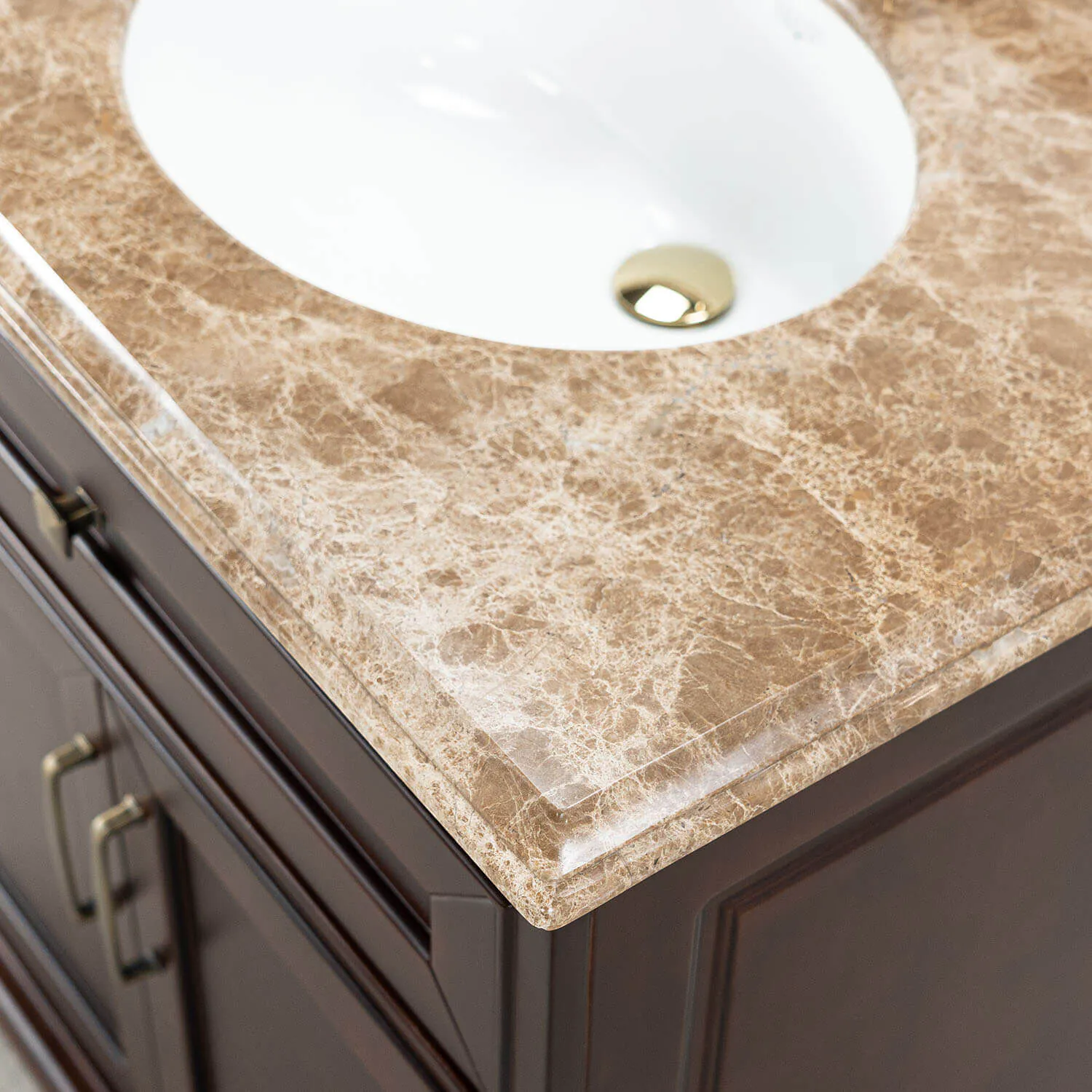 Kommod Badrum 80cm Brun Wyoming - Beige Marmor
