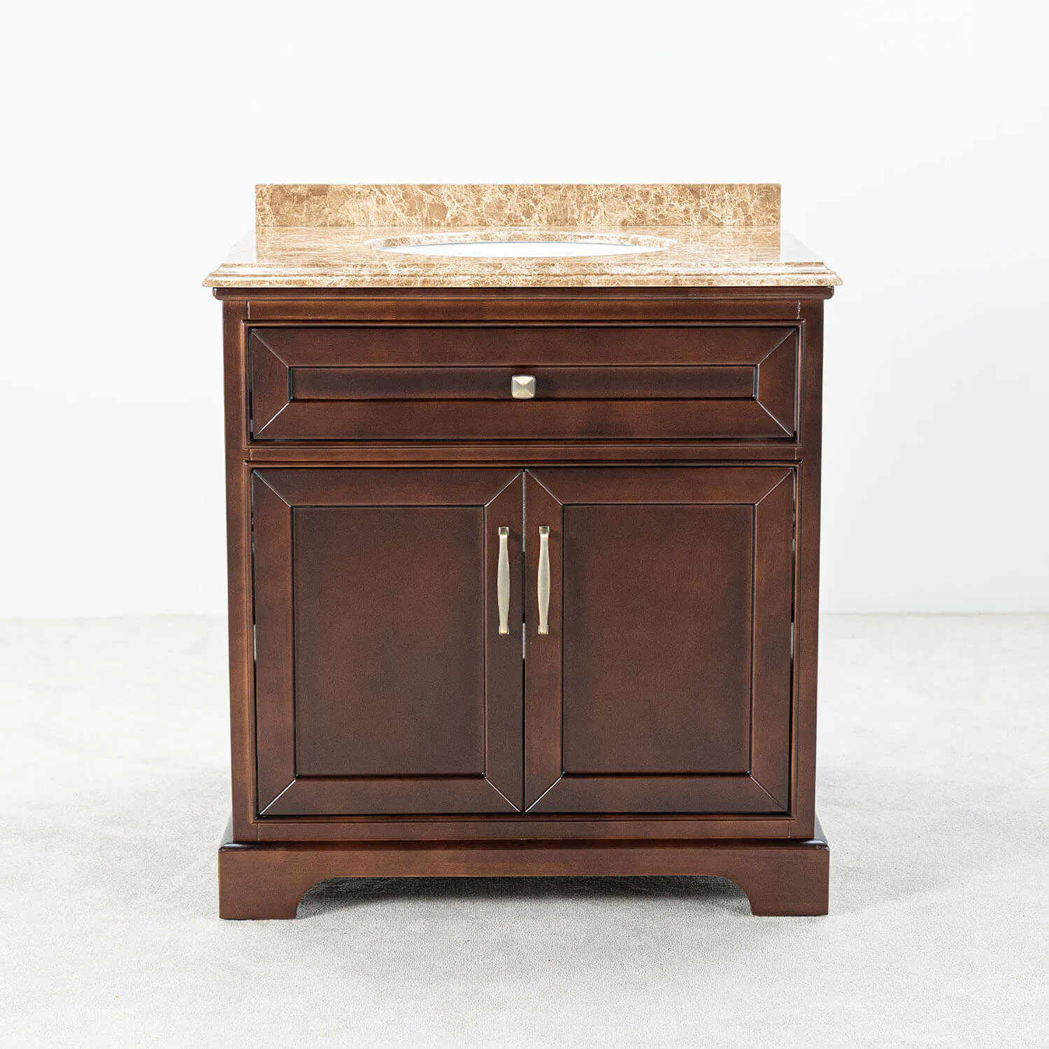 Kommod Badrum 80cm Brun Wyoming - Beige Marmor