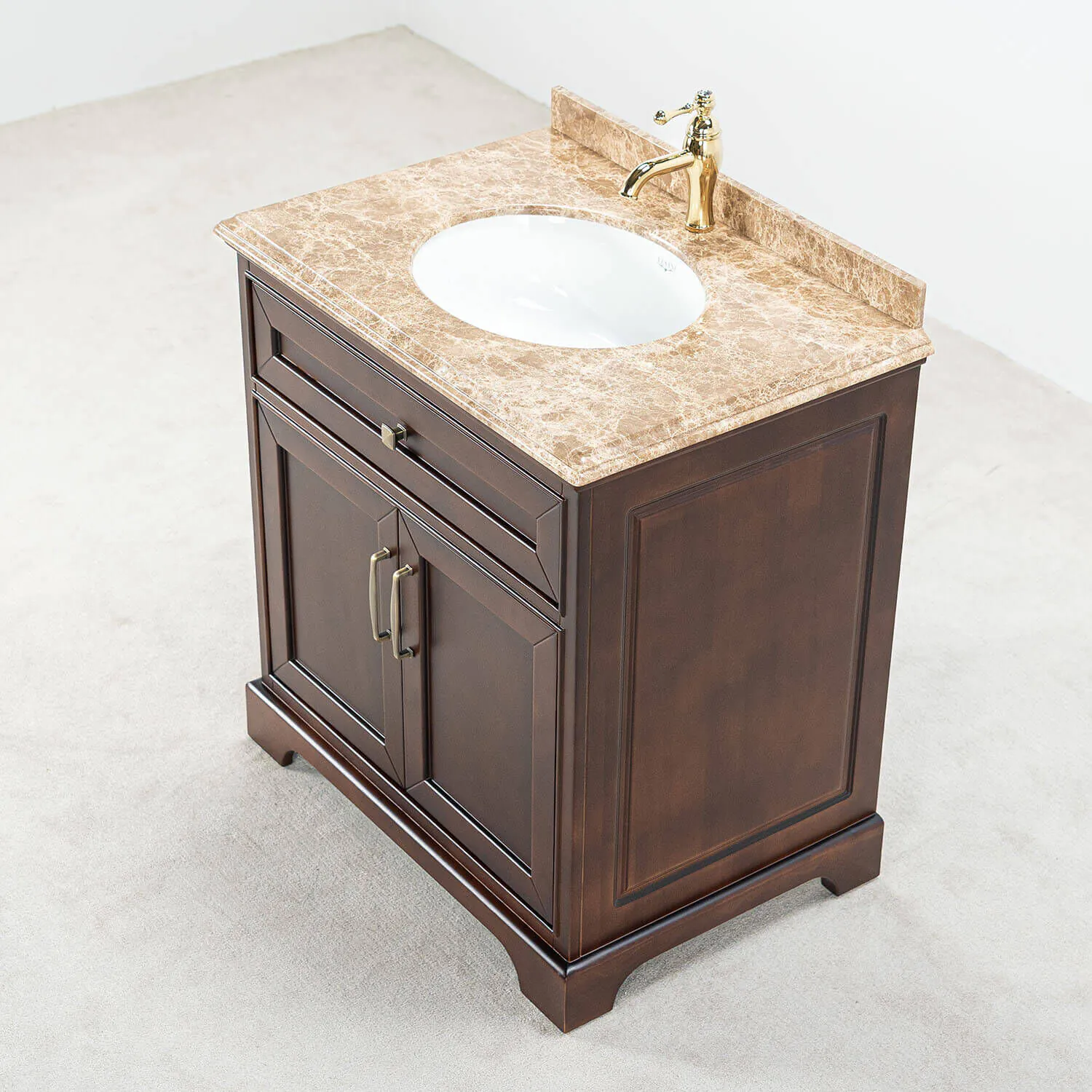 Kommod Badrum 80cm Brun Wyoming - Beige Marmor
