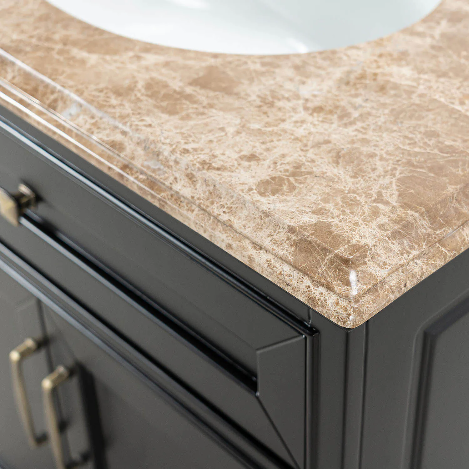 Kommod Badrum 80cm Svart Wyoming - Beige Marmor