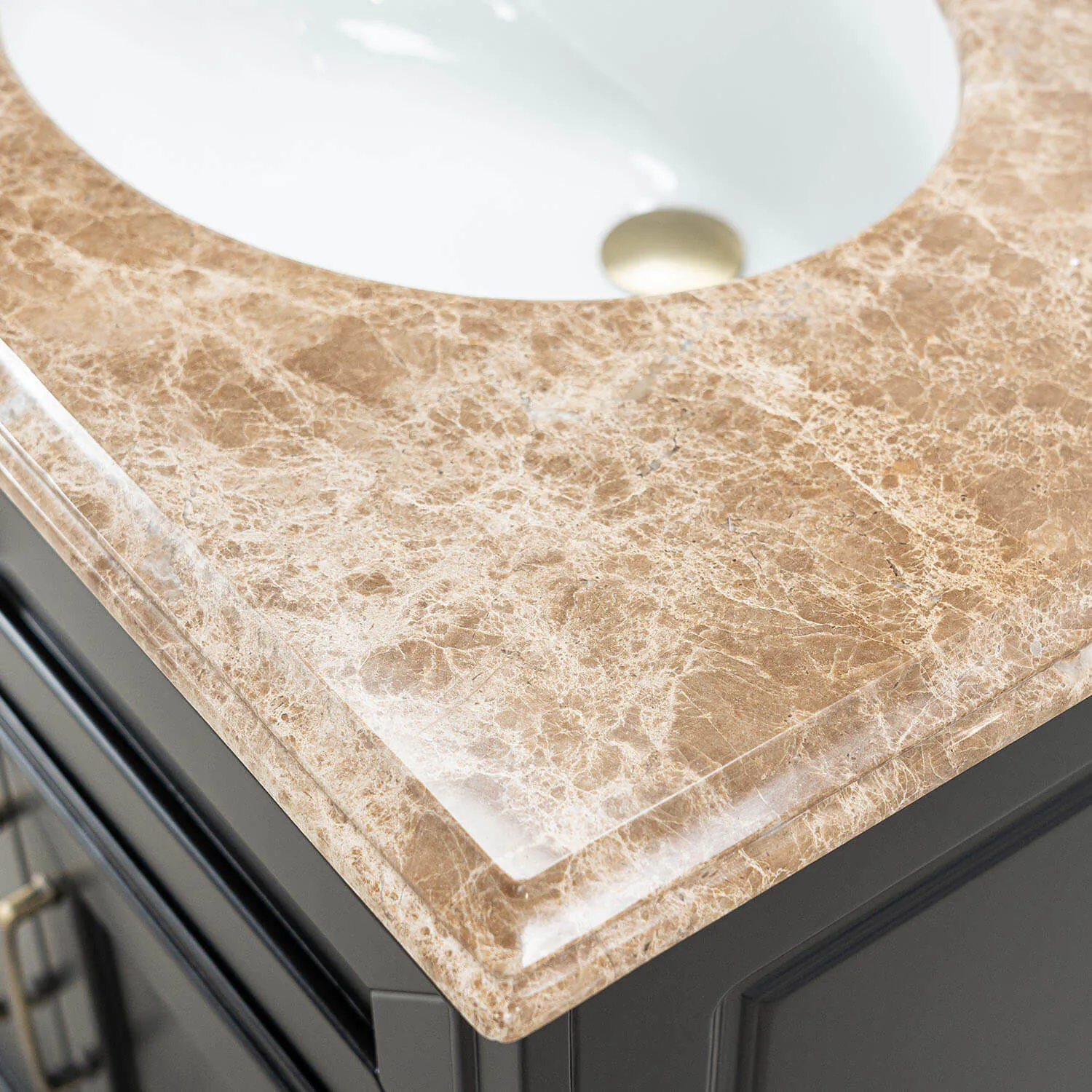 Kommod Badrum 80cm Svart Wyoming - Beige Marmor