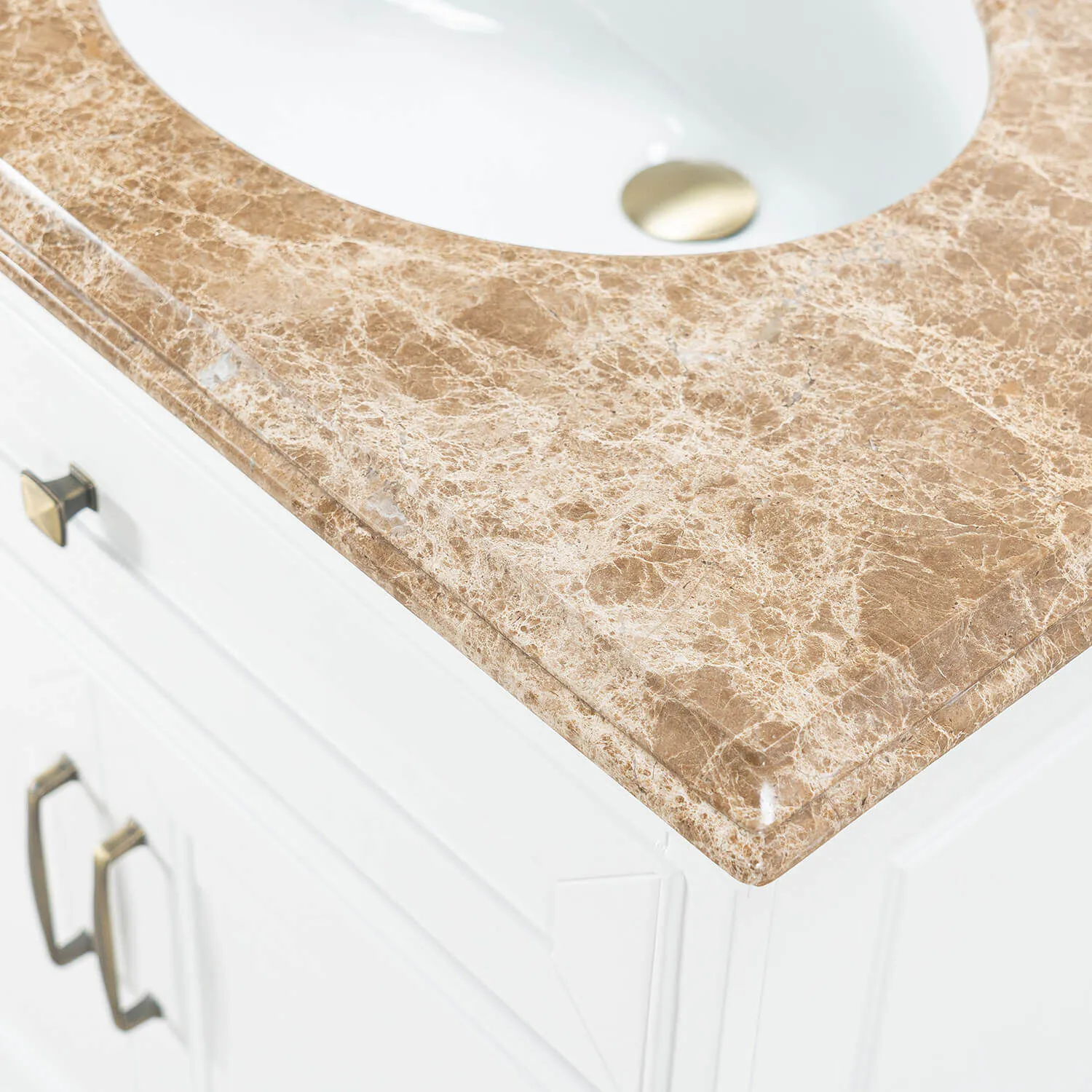 Kommod Badrum 80cm Wyoming Vit - Beige Marmor