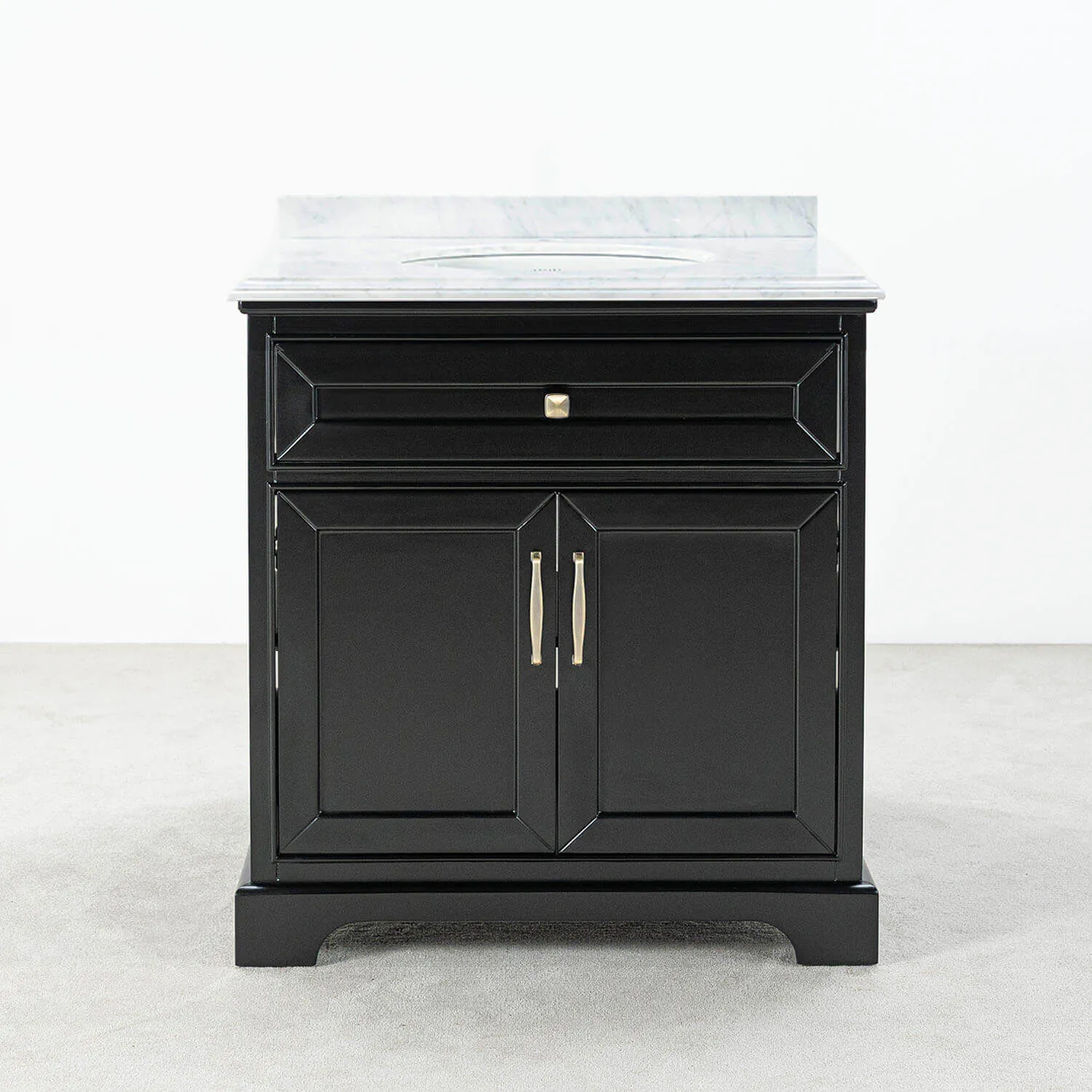 Kommod Badrum 80cm Svart Wyoming - Vit Marmor