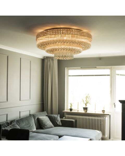 Stor Plafond Kristall Ø100cm Marbella Guld