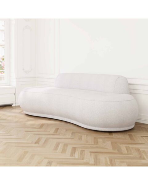 Soffa 3-sits 253cm Vit Boucle - Bel Air