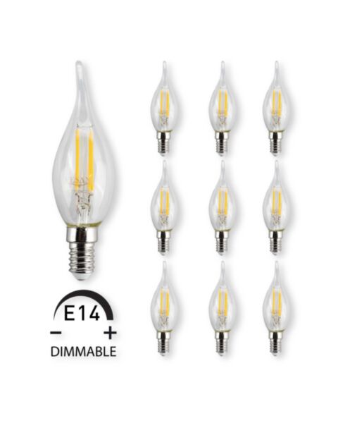 E14 LED Kronljus 4W Böjd Topp Dimbar - 10pack