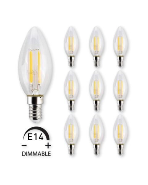 E14 LED 4000K Kallvit Kronljus 4W Dimbar - 10pack