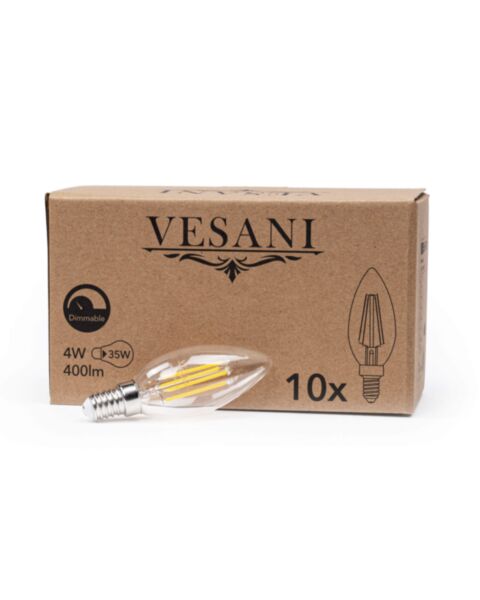 E14 LED 4000K Kallvit Kronljus 4W Dimbar - 10pack