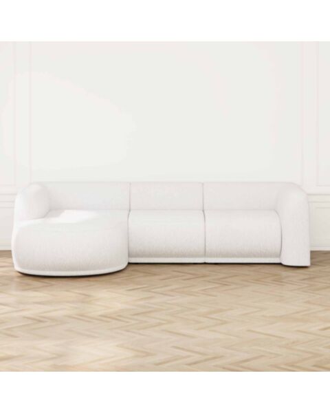 Divansoffa 294cm V&auml;nster Vit Boucle - Bel Air