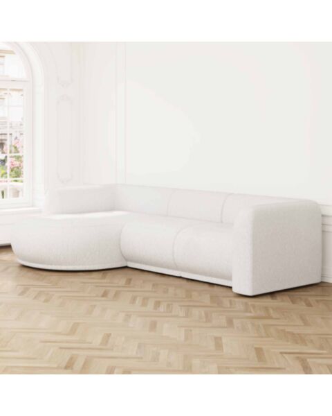 Divansoffa 294cm V&auml;nster Vit Boucle - Bel Air