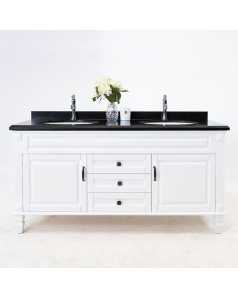 Dubbelhandfat Kommod 160cm Nashville Vit - Svart Granit