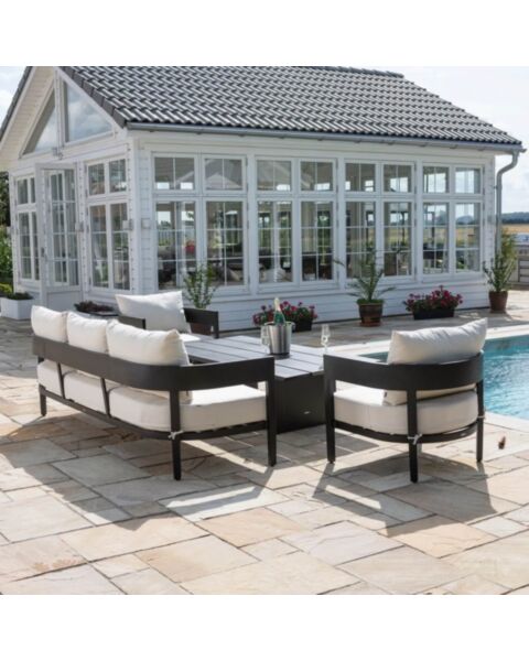 Loungegrupp 5-Pers Svart Aluminium - Ibiza