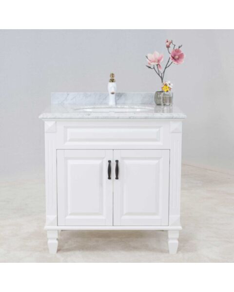 Kommod Badrum 80cm Nashville Vit - Vit Marmor