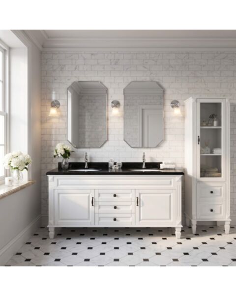Dubbelhandfat Kommod 160cm Nashville Vit - Svart Granit