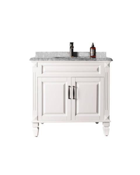 Kommod Badrum 80cm Nashville Vit - Gr&aring; Marmor