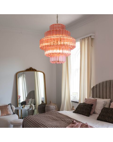 Kristallkrona &Oslash;65cm Krom/Rosa - Verona