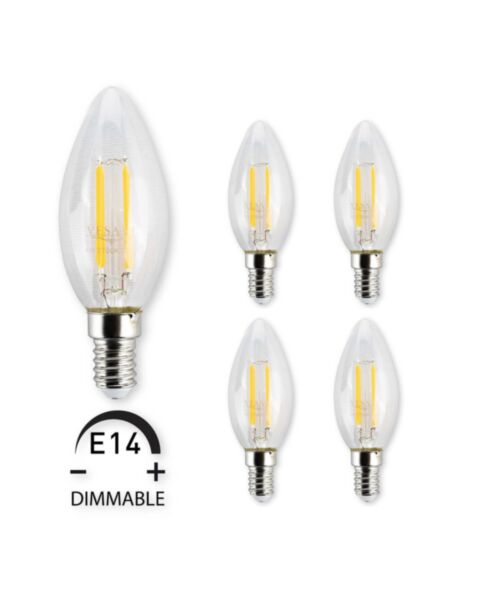E14 LED Kronljus 4W Varmvit 2700k Dimbar - 5pack