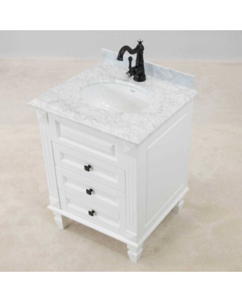 Kommod Badrum 60cm Nashville Vit - Vit Marmor