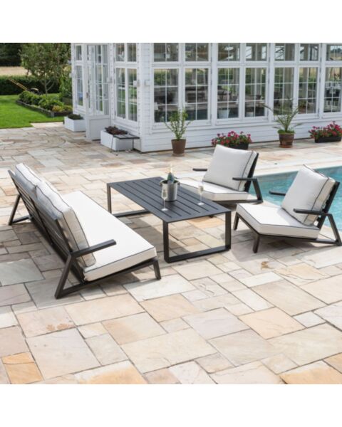 Loungeset 5-Pers Svart Aluminium - Malaga