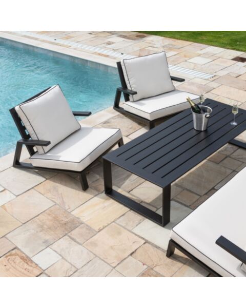 Loungeset 5-Pers Svart Aluminium - Malaga