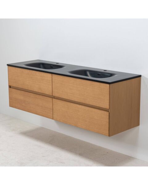 Dubbelkommod Ek 150cm Svart Helgjuten - Marstrand
