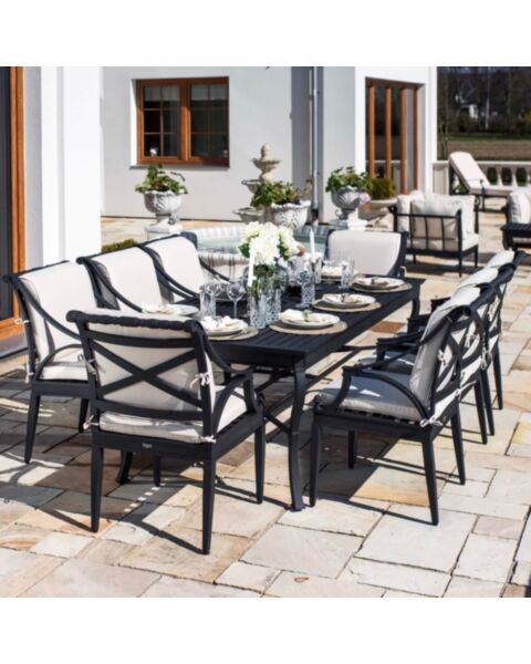Matgrupp Utomhus 8 stolar Svart Aluminium - Napoli 213cm