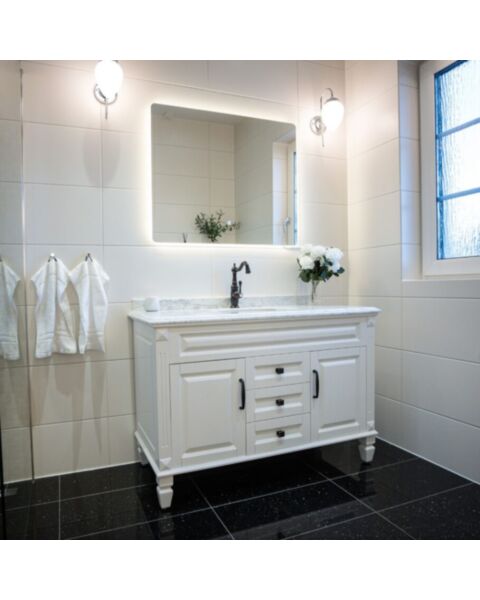 Kommod Badrum 120cm Nashville Vit - Vit Marmor