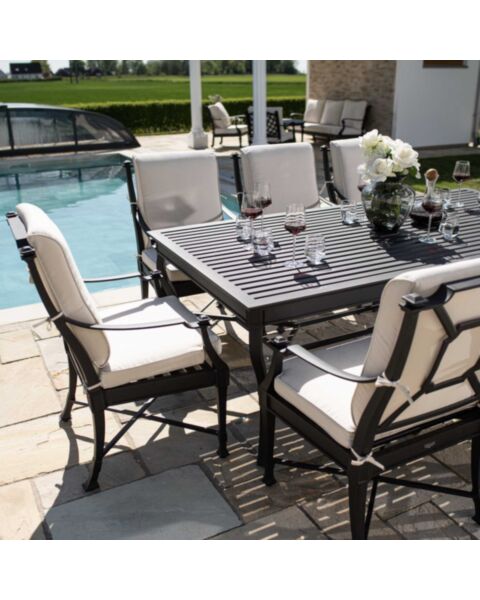 Matgrupp Utomhus 8 stolar Svart Aluminium - St Tropez 213cm
