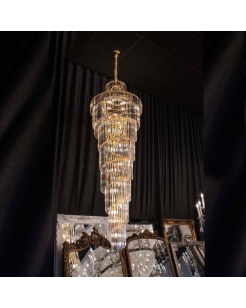 Stor Kristallkrona Ø80xH260cm Mansion Guld