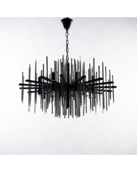 Modern Kristallkrona Ø85cm Vienna Svart Rökigt Glas