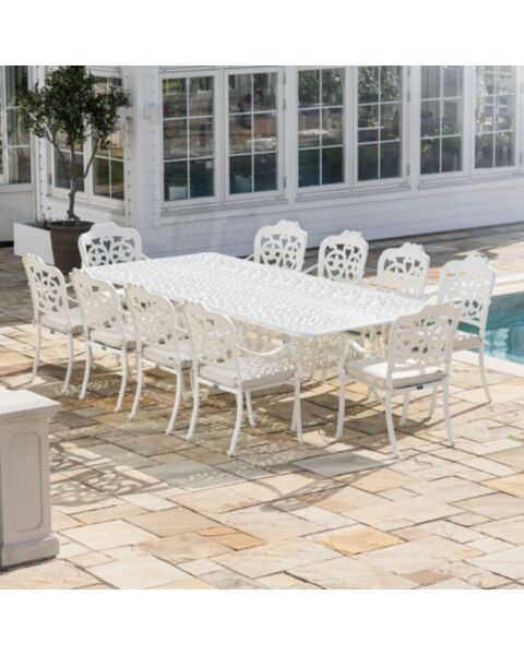 Matgrupp Utomhus 10 stolar Vit Aluminium - Toscana 280cm