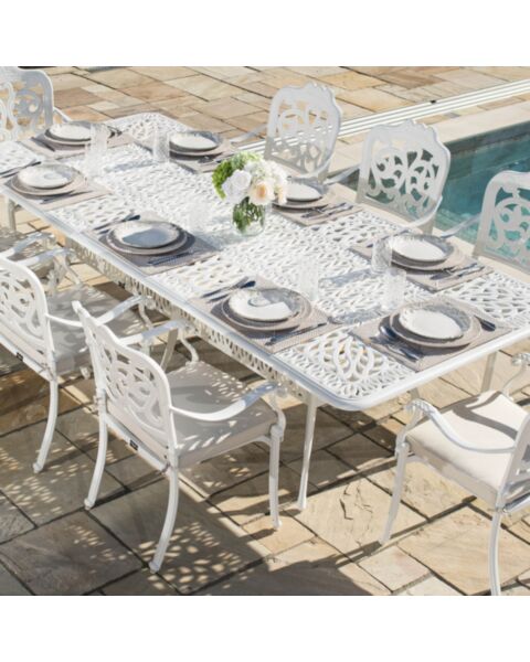 Matgrupp Utomhus 10 stolar Vit Aluminium - Toscana 280cm