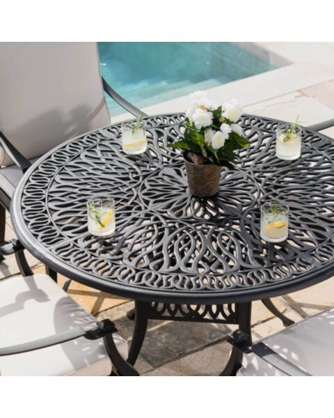 Rund Matgrupp 6 Stolar Svart Aluminium - Portofino &Oslash;120cm