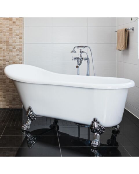 Badkar 170cm Vit Tassar Krom - The Classic