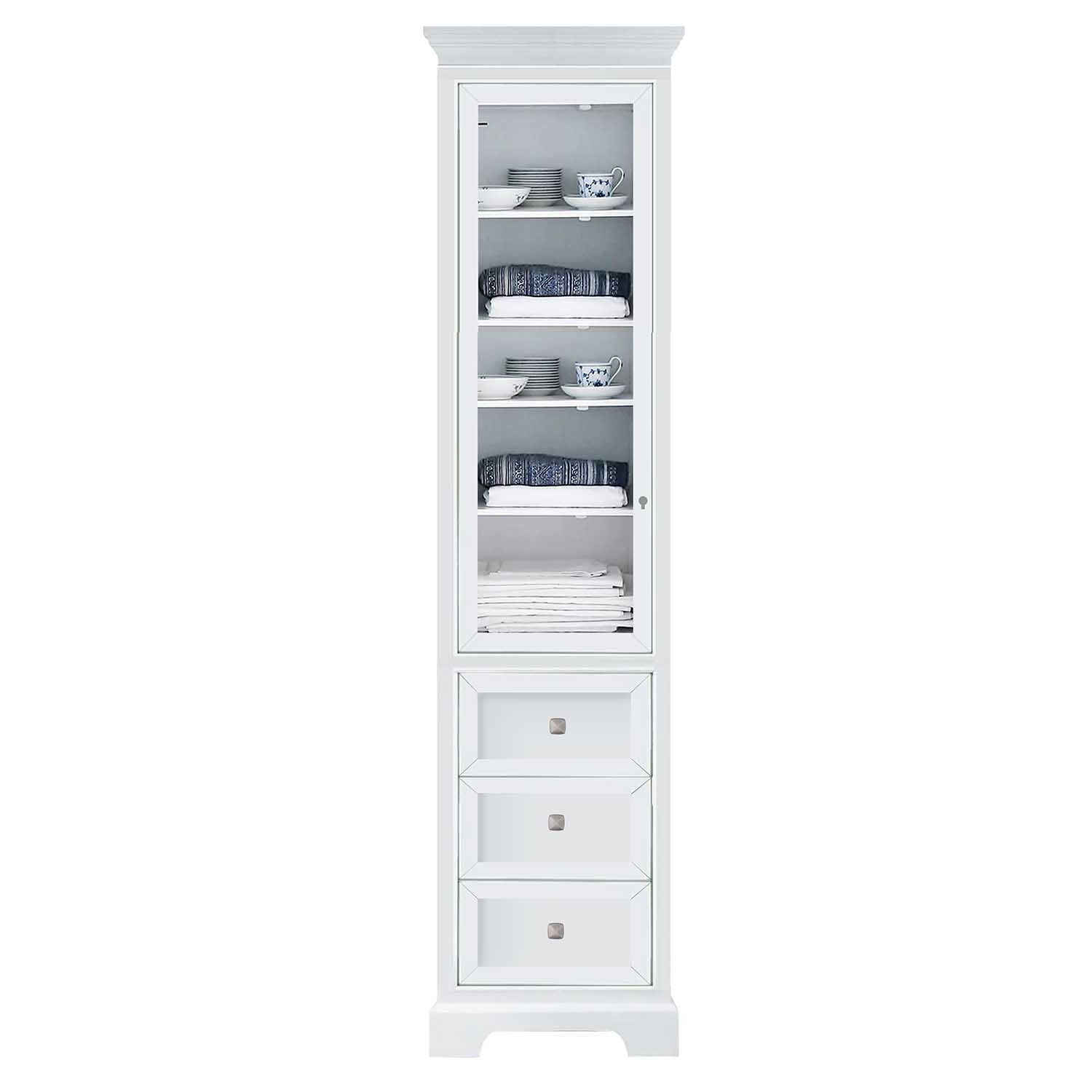 Wyoming Högskåp Badrum Glas 202cm Vit | Badrumsförvaring | Badrumsmöbler | Vesani
