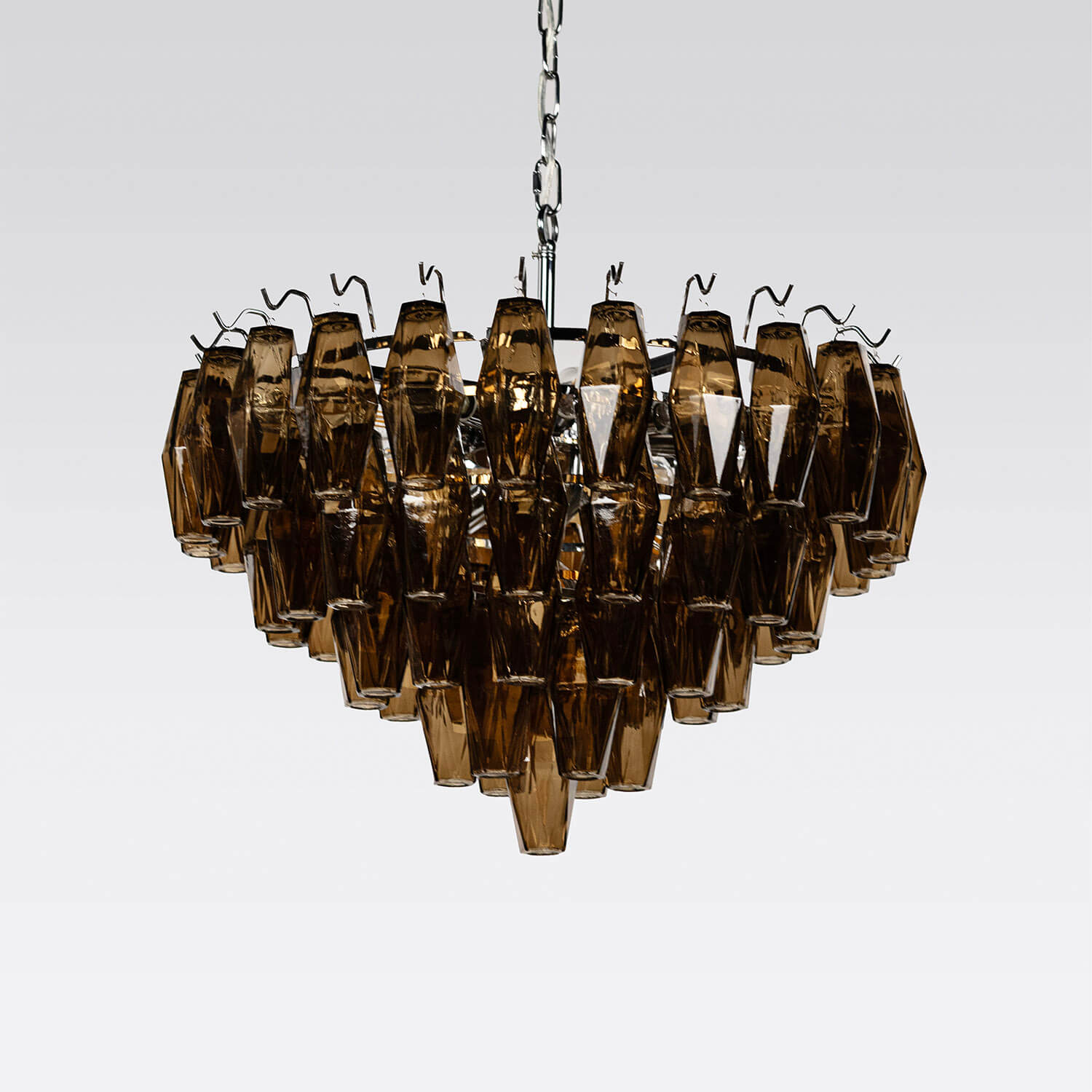 Catania kristallkrona i 63cm cognac/krom