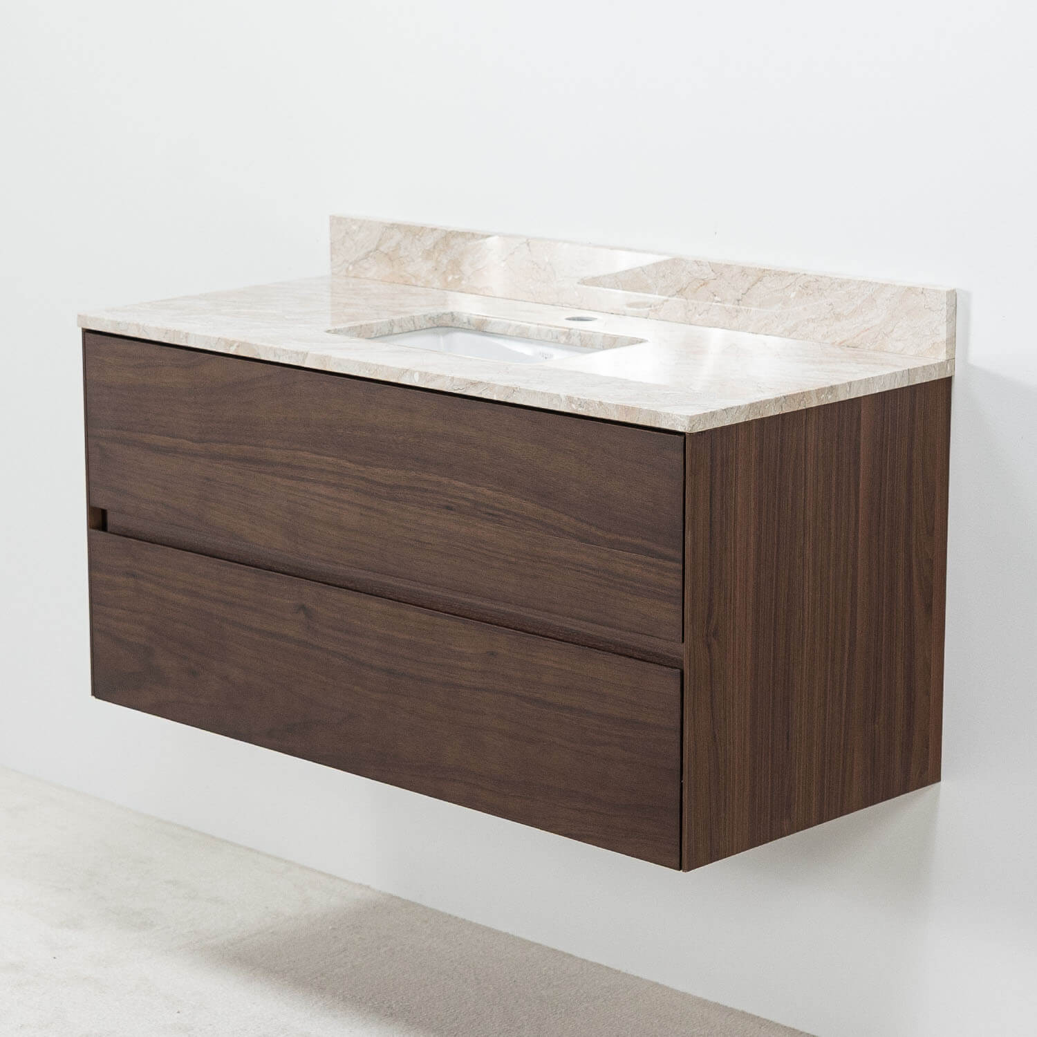 100cm Marstrand kommod Valnöt med Beige marmor