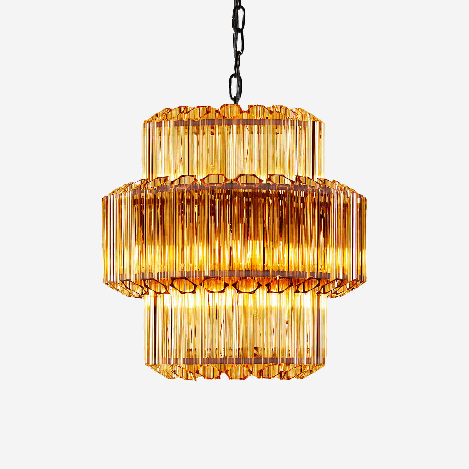 Kristallkrona Ø44cm Bärnsten/Krom - Verona