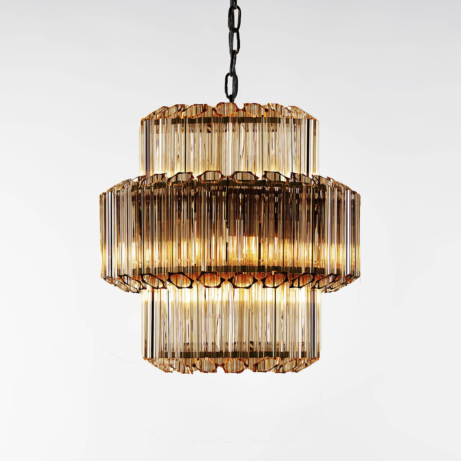 Kristallkrona Ø44cm Cognac/Mässing - Verona