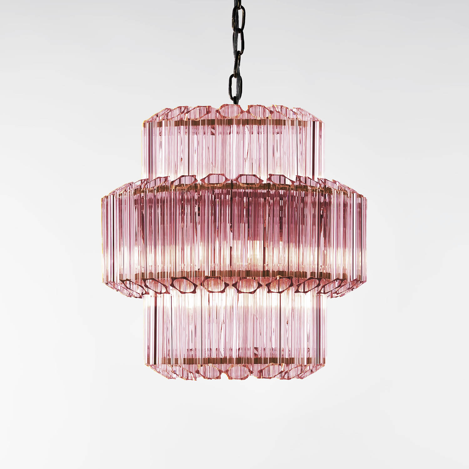Kristallkrona Ø44cm Rosa/Mässing - Verona