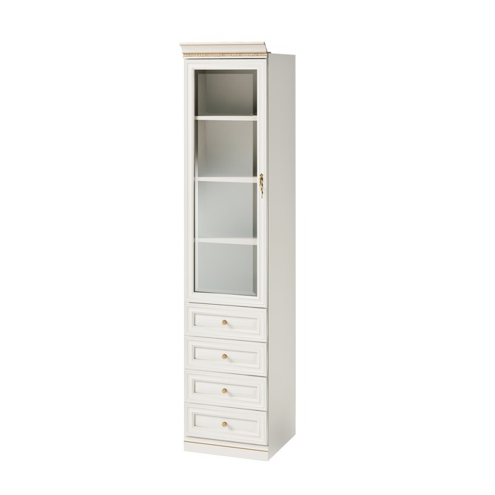 Vit Garderobsmodul 1D-08 Vänster Glas - Monte Carlo