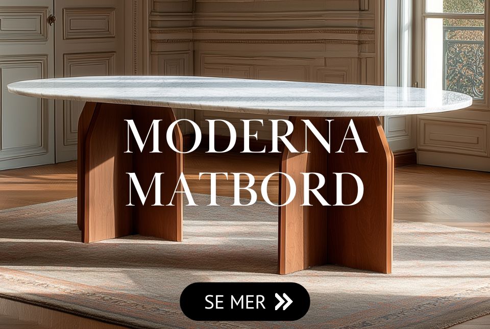 Modernt matbord 240 cm med träben och bordsskiva äkta marmor Stort utbud av moderna matbord i trä och äkta marmor i olika storlekar