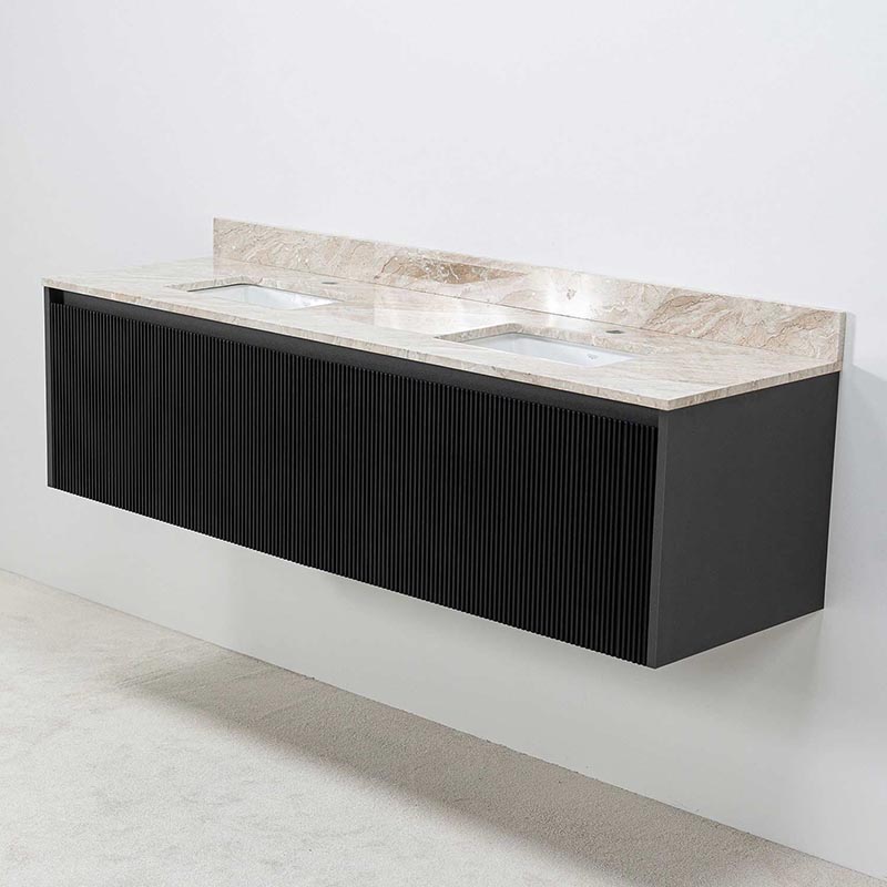 Dubbelkommod Svart 150cm med beige tvättställ