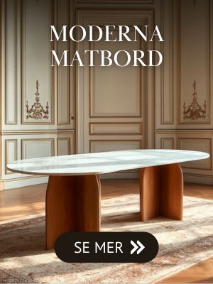 Modernt matbord 240 cm med träben och bordsskiva äkta marmor Stort utbud av moderna matbord i trä och äkta marmor i olika storlekar